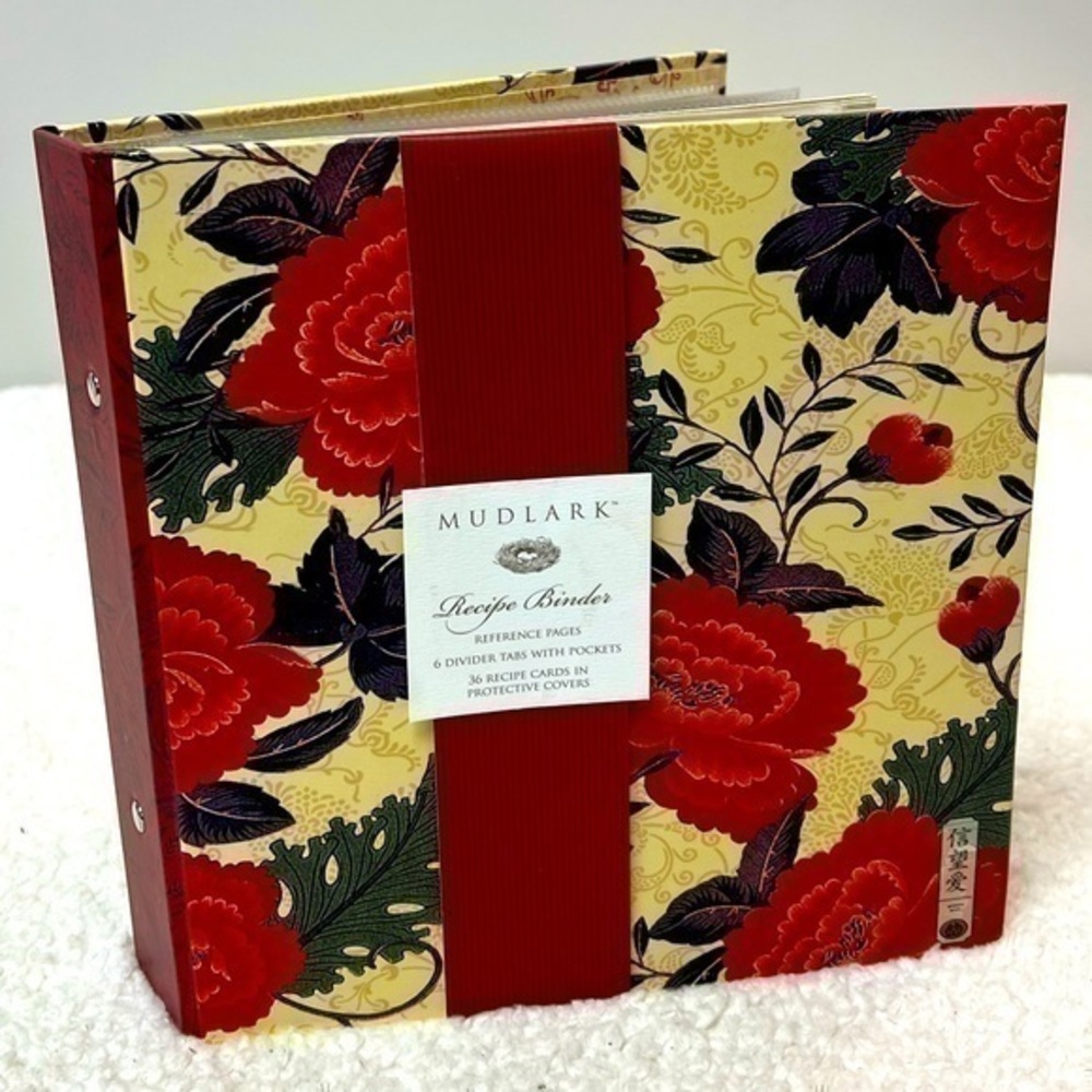 Mudlark “Asian Poppies” Recipe Binder& Cards + Binder Tabs.